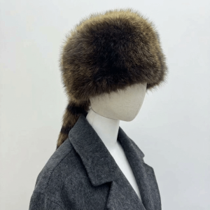 CUTE CLIP Windproof Raccoon Tail Hat Comfortable Thickened Faux Fur Beanie New Flat Top Winter Hat Winter Autumn