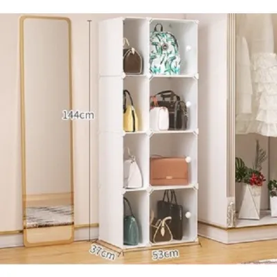 Rak Tas Sepatu 8/6Tingkat Lemari Plastik Baju Serbaguna Wardrobe Storage Rak Buku Serbaguna Rak Kabinet Plastik