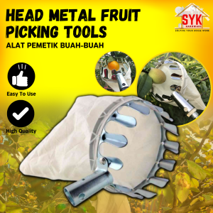 SYK 1Pcs Metal Head Garden Fruit Picker Fruit Catcher Gardening Tools Fruit Hook Alat Pemetik Buah Tanpa Batang