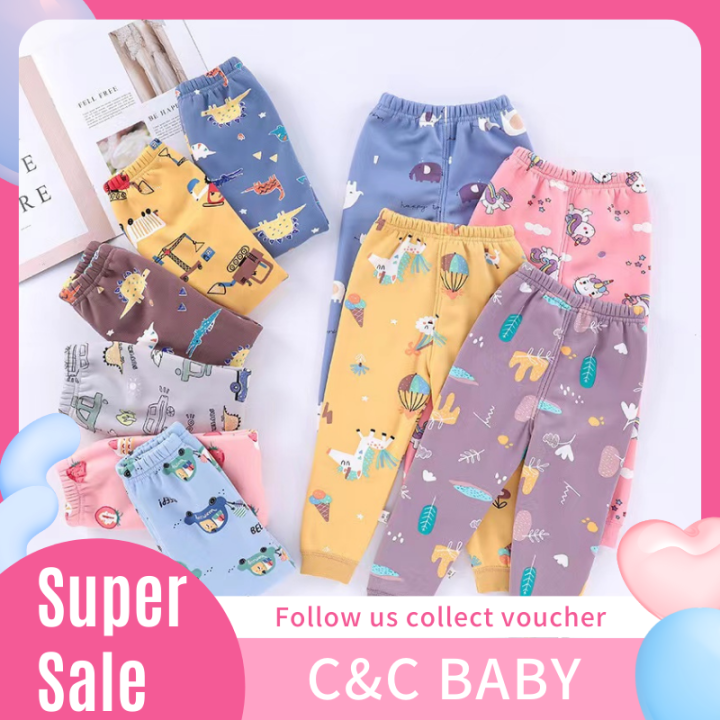 C&C Baby Cute Pajama Sleep Cotton Pants for kids Boy Girl Pants (1-4 years  old )Bottom Random Deisgn Lazada PH