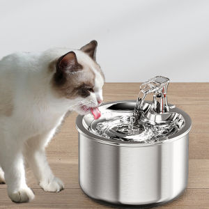 2L Stainless Steel Automatic Cats Fountain 4-Layer Filter Smart Pet Drinker Dispenser Sensor Running Water Drinking for Cat Dog