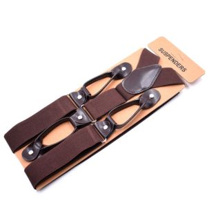 WIDESPREADSTORE13E5 Men Women Leather Y Shape Vintage Braces Suspenders Elastic Braces Adjustable Strap Clip Trouser Straps Belt