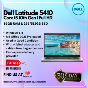 Dell Latitude 5410 NON Touch | i5 10th Gen | Full HD 1920 x 1080 | RAM 16GB SSD 256/512GB | Win10 | MS Office 2021 Preloaded | Used in Good Condition we dont accept any voucher