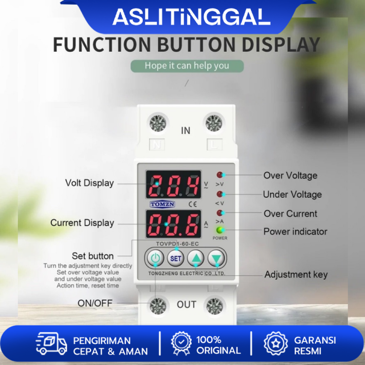 Protector Relay 2P Relay Pelindung Tegangan Listrik digital 40A 200V ...