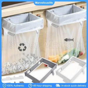 Kitchen Hanging Trash Bag Holder Foldable Plastics Garbage Bag Hanging Rack Kitchen Storage Rack