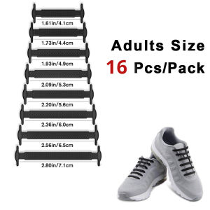 16Pcs Lazy Elastic Shoelaces No Tied with I Shape Silicone Shoelaces Shoes Accessories Time Saving Shoe Laces