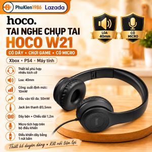 Tai nghe chụp tai Hoco có míc hỗ trợ học online và chơi game chính hãng dây 3.5mm chống đứt ( SIÊU BỀN )