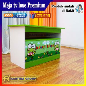 Meja tv led / Tbung minimalis modern serbaguna kekinian motiv karakter Keroppi ( Kartina Group )