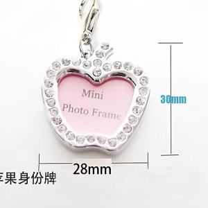 Pet Collar Charm Bone Heart Photo Frame Diamonds DIY Writeable ID Tag for Cat Dog