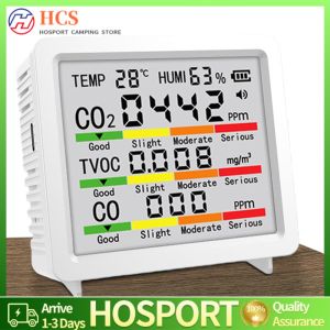 【HCS】 Indoor Air Quality Monitor TVOC Temperature Humidity CO CO2 Detection Portable CO2 Monitor for Home Cars Plants and Pets