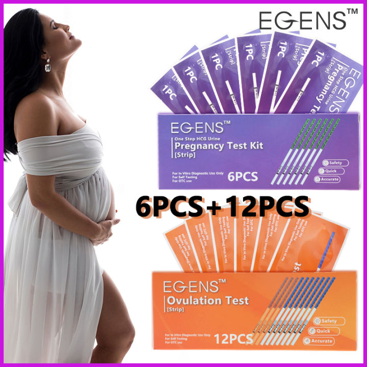 (6PCS+12PCS/Set)EGENS 6PCS HCG Pregnancy Test Strip+12PCS LH Test Strip