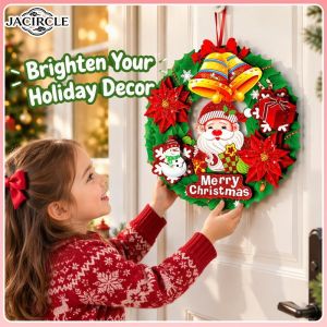 JACIRCLE Paper Rattan Christmas Wreath Door Hanging Xmas Garland For Home Window Mall Decoration Photo Prop