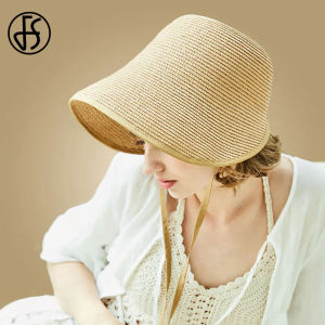 FS Fashion Straw Regency Bonnets Hats For Women Party Sun Hats Bow Beach Cap Big Wide Brim Cloche Hat Fedora Chapeau Femme