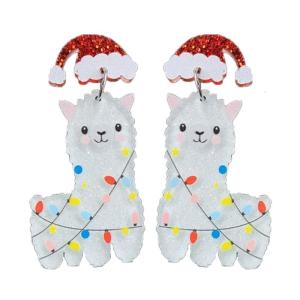 Christmas Cartoon Acrylic Drop Earrings Tree Alpacas Gingerbreads Man Dangle Earrings Party Gift for Women Girls
