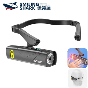 Smiling Shark TD0220 LED Headlight 5Mode Type-c Rechargeable With Induction Head Lamp White Red Light Outdoor Fishing Light Waterproof Work Cycle Lighting