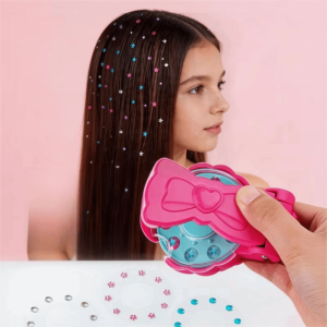 SHEBE668 Shiny Decorative Studs Hair Braiding Toy Easy-Operation Tools Smooth Edges Diamond Drill Craft Set Creative Matching Sparkling Ornaments Hair with attached Princess Role Play