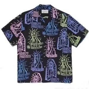 Classics New Black Purple WACKO MARIA  Shirt Men Women Casual Hawaiian Shirts Tee gym