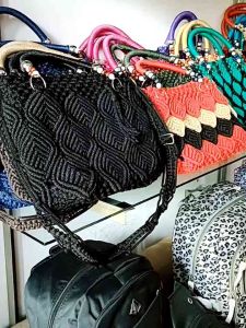 Tas Talikur Selempang Besar Motif Daun Polos / Tas Rajut Talikur Jumbo / Tas Tali kur Motif Daun / Tas Tali Kur Wanita