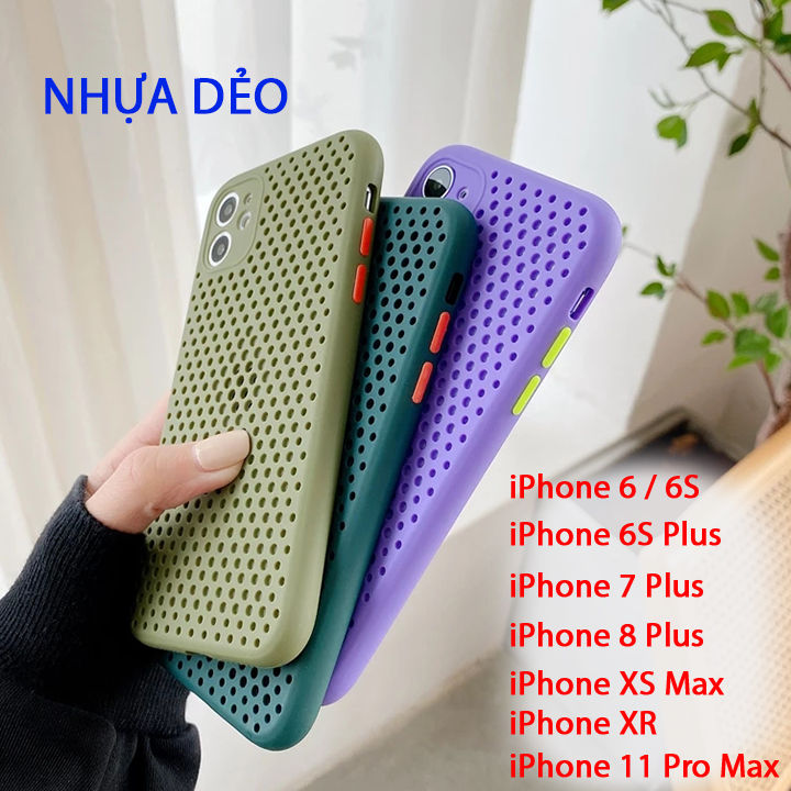 Ốp lưng iPhone NHỰA DẺO dạng lưới [Lỗ tròn] tản nhiệt Ốp lưng