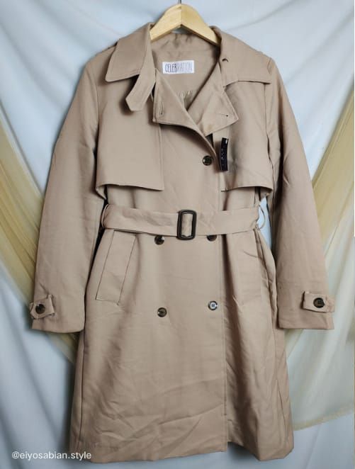 TRENCH COAT WANITA KOREAN STYLE Kaos Dengan Bahan Katun Gaya