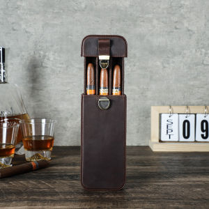 CONTACTS Genuine Leather Handmade Portable Case 3/6 Slot Storage Holder Humidor Box Vintage Men Travel Bags Collection Display Case