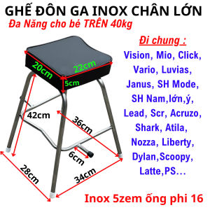 [ GHẾ CHO BÉ LỚN >40Kg ] GHẾ ĐI XE MÁY KHÔNG TỰA - DÀNH CHO XE GA  Ghế Đôn Ga Inox Yên Nệm Đen Cao Cấp