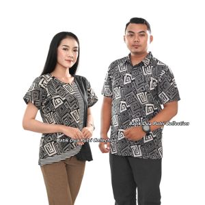 Couple Batik Atasan Wanita Kemeja Pria Lengan Pendek By Batik Dua Putri Collection