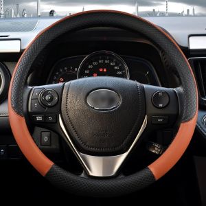 Aria PU leather Car Styling Steering Wheel Cover for Toyota Corolla Avensis Yaris Rav4 Hilux Auris 2013 2014 2015 Auto accessories 6K3Q2