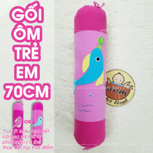 [HỎA TỐC] Gối ôm cho bé 70cm vỏ Cotton Cara bông gòn Microfiber họa tiết cá heo chơi bóng may thêu Urombaby