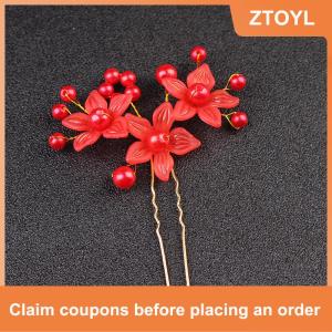 【ZTOYL】 Pearl Flower Tiara Frosted Hair Ornament Bridal Wedding Handmade Jewelry Pearl Hairpin
