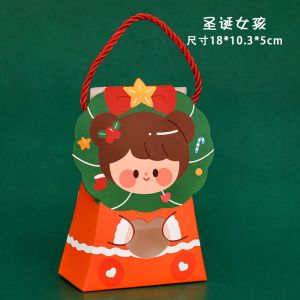 10ชิ้นของขวัญคริสต์มาสการ์ตูนกล่องฝาใส-ความคิดสร้างสรรค์ปาร์ตี้คริสต์มาสลูกกวาดถุงใส่ของสำหรับเด็กพร้อมที่จับกระเป๋า Treat ในห้องเรียนที่น่ารัก