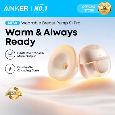 Anker eufy Wearable Breast Pump S1 Pro Electric Hands-Free Breast Pump with Heating Technology Portable Charging Case Heatflow App Control Smart Rhythm Hospital Grade Suction Leak Proof Ultra Quiet T8D04