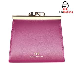 Royal Bagger Kiss Lock RFID Credit Card Holder for Women Genuine Cow Leather Short Wallets Fashion Vintage Coin Purse 3242