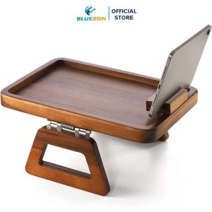 Bàn gỗ BLUEZON kẹp tay ghế sofa để điện thoại đồ ăn uống tiện dụng