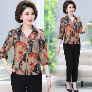 Áo kiểu trung niên nữ Áo trung niên tay lỡ chất liệu đũi thái cao cấp kiểu dáng sang trọng Áo Trung Niên Dành Cho Phụ Nữ Size Lớn Áo Họa Tiết Kẻ Sọc Và Hình Học Cho Người Lớn Tuổi - Lazada