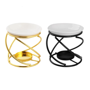 Artistic Ceramics Essential Oil Burners Warmer and Metal Tealight Stand Aromas Diffusers for Meditations Enthusiasts