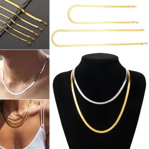 CHUN053634 18"/20" Fashion Stainless Steel Gifts Jewelry Herringbone Necklace Flat Snake Chain Snake Link Chain Gold/Silver Plated