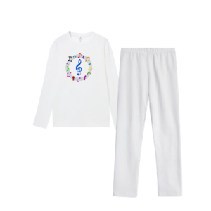 Joy Sana Baju Stelan Remeja Atasan Tshirt Long Slevee Motif Melody Nada Dan Celana Legging Pakaian Rumahan Dan Santai