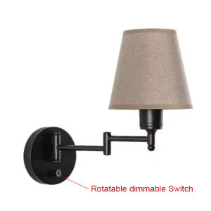LED American Wall Lamp Folding Swing Arm US EU Plug Switch Fabric Bedroom Bedside Living Room Study Stairway Aisle Plug Light