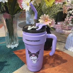 Ly Giữ Nhiệt Uống Nước Inox 316 Họa Tiết Hoạt Hình Có Ống Hút Và Tay Cầm