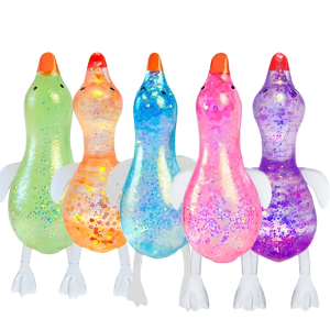 5Pcs Cute Duck Squishy Stress Relief Toy Ultra Soft Slow Rebound Cute Duck Squishy Sugar Stress Ball Glitter Duck Fidget Toy Relaxing Gift Aitemay