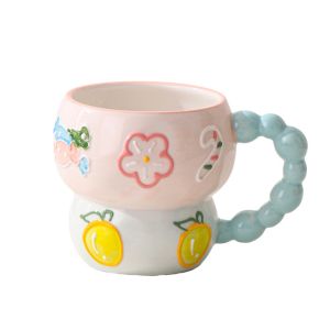 HJKL Gourd Shape Ceramic Breakfast Cup Cute Hand Painted Coffee Mug Personality Cartoon Water Cup For Home Kitchen