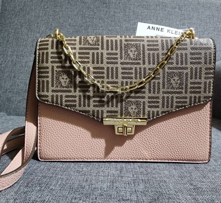 Anne Klein Logo Flap Crossbody Bag for Women Carnation Lazada