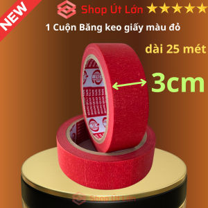 1 Cuộn băng keo giấy màu đỏ rộng 3cm dài 25 mét lõi giấy 3mm giá tại xưởng