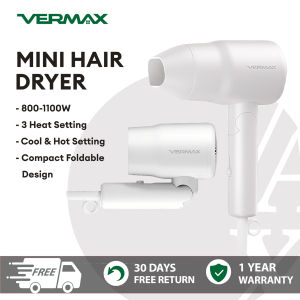 Vermax Mini Hair Dryer Foldable Blower 3 Temps Ionic Care Fast Dry Dormitory travel home use