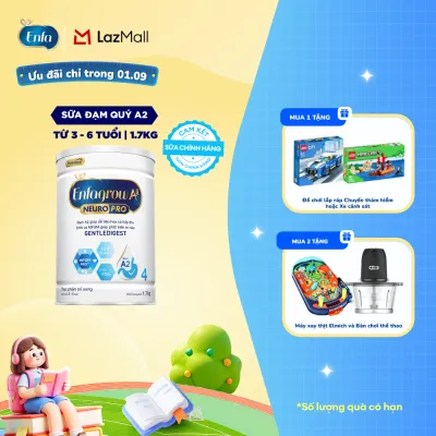 [CHỈ TỪ 25-29/08 MUA LÀ CÓ QUÀ] Sữa bột Enfagrow A2 Neuropro 4 1.7kg giúp dễ tiêu hóa hấp thu dành cho trẻ 3-6 tuổi