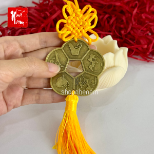 Móc Treo Đồng Xu Hoa Mai Ngũ Phúc – Vật Phẩm Phong Thuỷ Kèm Hồ Lô Chiêu Tài