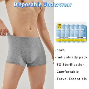 5pcs Disposable Men Underwear Cotton Panties Nightwear Portable Business Travel Briefs