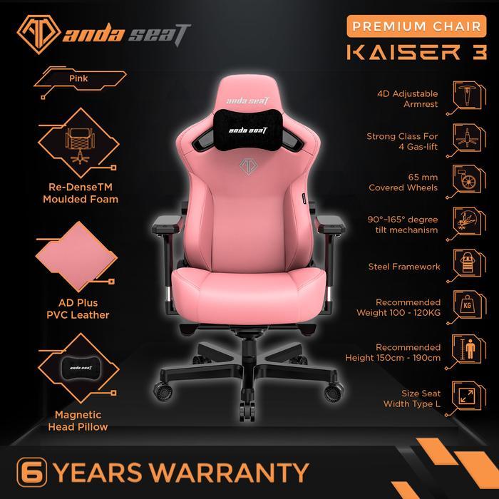 AndaSeat Kaiser L Series Premium Kursi Gaming Chair Pink