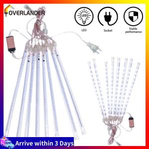 【Fast Shipping】 LED Rain Shower Fairy String Lights 8Pcs Waterproof 30CM Meteor Effect for Indoor and Outdoor Use